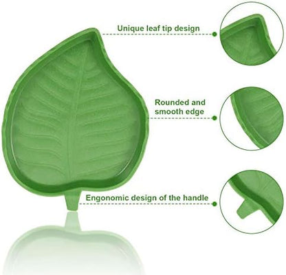 Boao 2 Pieces Leaf Reptile Food Water Bowl Plate Turtle Feeding Dishes for Tortoise Corn Snake Crawl Pet Bearded Dragon, Lizards, Gecko Drinking and Eating, 2 Sizes