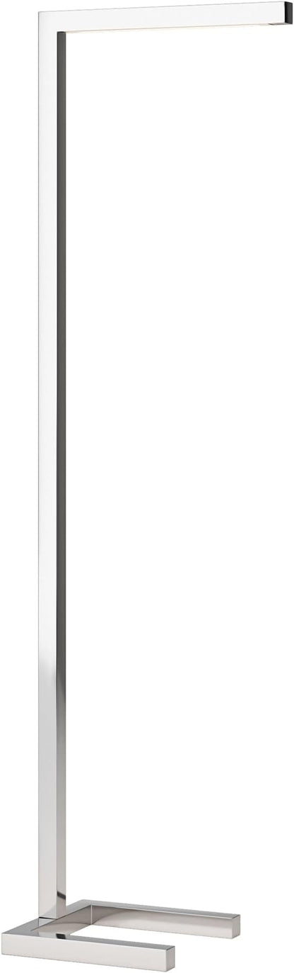 Henn&Hart 52'' Modern LED 1-Light Floor Lamp with Polished Nickel Metal Rectangle Shade for Living Room, Bedroom, or Office, Polished Nickel