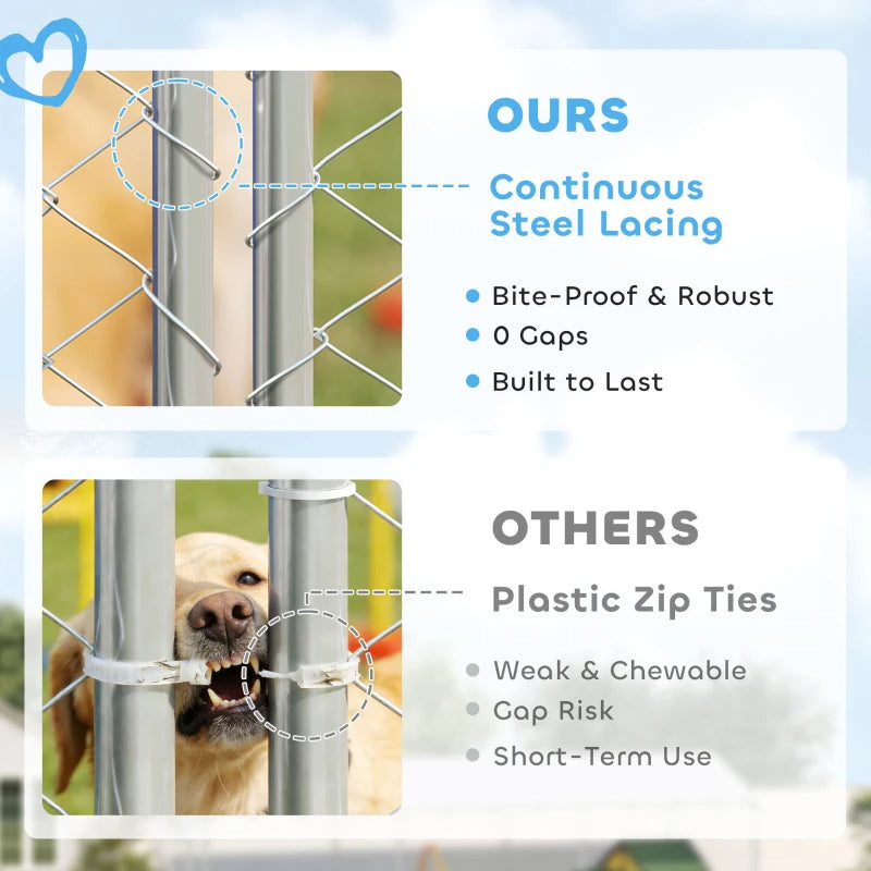 7' Dog Kennel Outdoor For Small Medium Large Dogs With Waterproof Roof, Silver Multiple Packages