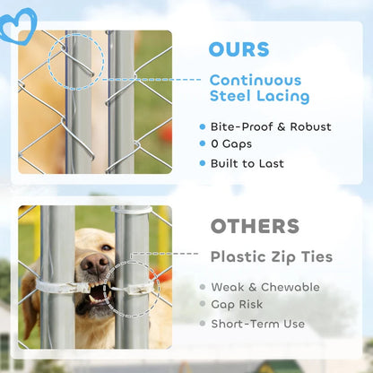 7' Dog Kennel Outdoor For Small Medium Large Dogs With Waterproof Roof, Silver Multiple Packages
