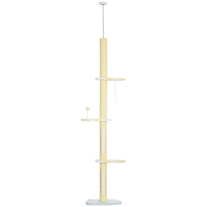 4-Tier Floor To Ceiling Cat Tree Height Adjustable 87 -103 Inch