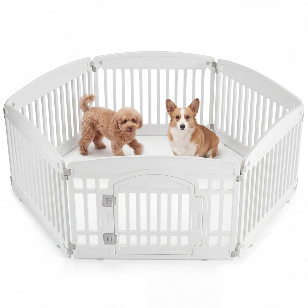 Dog Playpen Safe & Secure Indoor-Outdoor Pet Fence -Folding & Portable   Ideal For Small To Medium Dogs - Easy To Clean