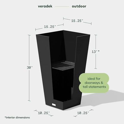 Veradek V-Resin Indoor/Outdoor Taper Planter (30 inch, Black)