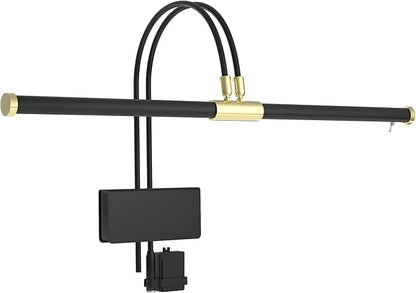 Cocoweb 22" LED Grand Piano Light in Black with Brass Accents with Dimmer Clip