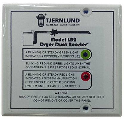 Tjernlund LB2 No-Clog, Zero Maintenance DEDPV Dryer Duct Booster Fan