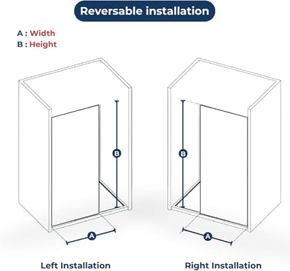 Fixed Glass Shower Wall Panel, 10mm Thick Glass Door 24" x 76", Frameless