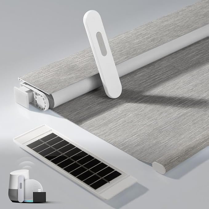 No Drill Motorized Blinds with Remote, Cordless Smart Electric Roller Shades