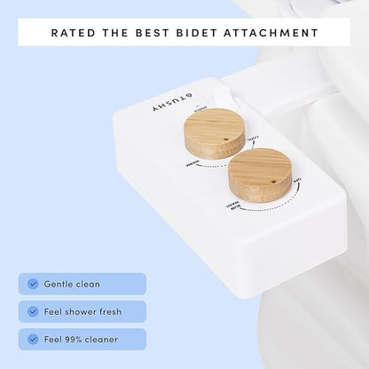 TUSHY Spa Self-Cleaning Warm Water Toilet Bidet Attachment. Adjustable Nozzle