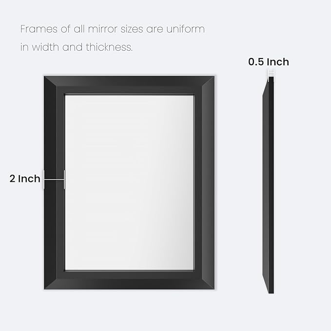 Amorho Black Bathroom Mirror, 55x32 Inch Thick Metal Framed Wall Mirrors
