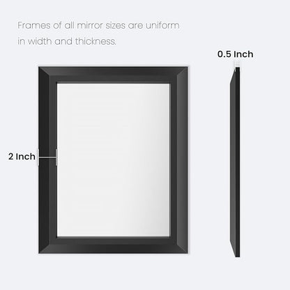 Amorho Bathroom Mirror Black, 40X36 Inch Thick Metal Framed Wall Mirrors