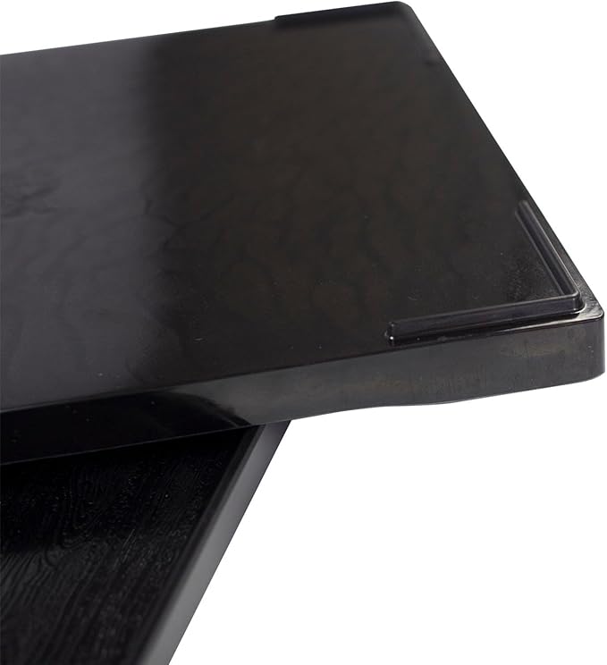OMEM Reptile Bowl Large Food and Water Dish Enough Space Also Fit for Bath Simulated Wood Grain Surface (L, Black)