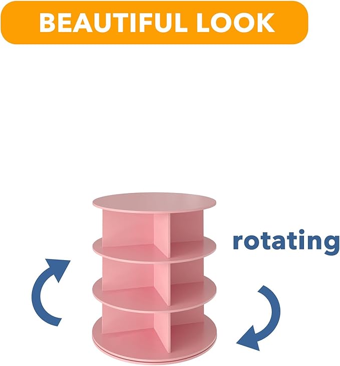 SpaceAid 3 Tier Rotating Shoe Rack Tower, Spinning Shoe Display Lazy Susan