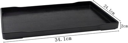 OMEM Reptile Bowl Large Food and Water Dish Enough Space Also Fit for Bath Simulated Wood Grain Surface (XL, Black)