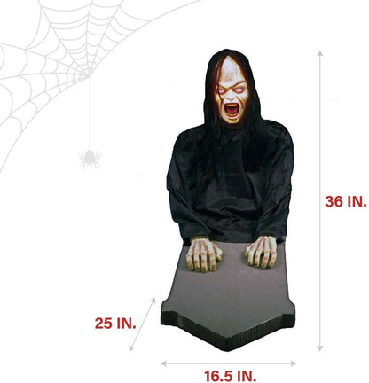 Haunted Hill Farm Resurrection Mary by Tekky, Battery Operated Timer and Sound Activated Jump-Scare Halloween Animatronic for Indoor or Covered Outdoor Creepy Halloween Decorations, Scary Fright Props
