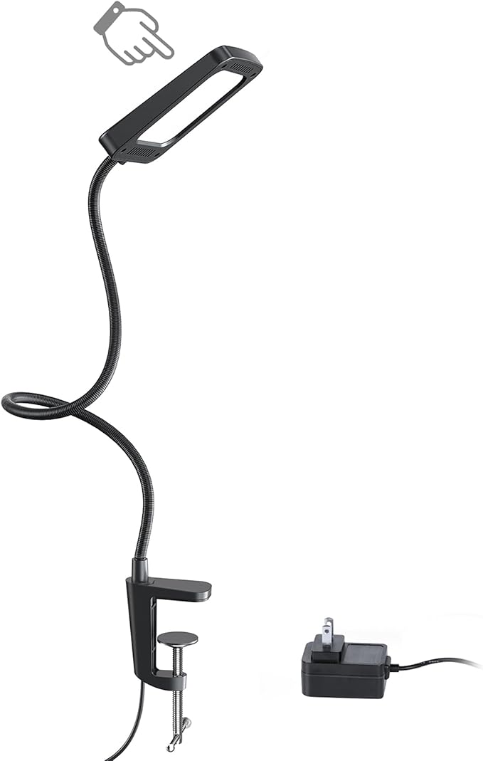 TROND LED Desk Lamp with Clamp, 1000LM Super Bright 3-Level Dimmable Desk Light 6000K Daylight, Extra-Long Flexible Gooseneck Clip on Light, Eye-Care Clamp Lamp for Painting, Workbench,Reading