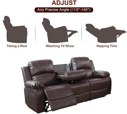 A Ainehome Living Room Furniture Set Leather Recliner Sofa Set Loveseat Chair Furniture Sofa Set for Living Room/Small Space/Rv/House/Office/Theater Seating (A-Brown Leather, Sofa(3seater))