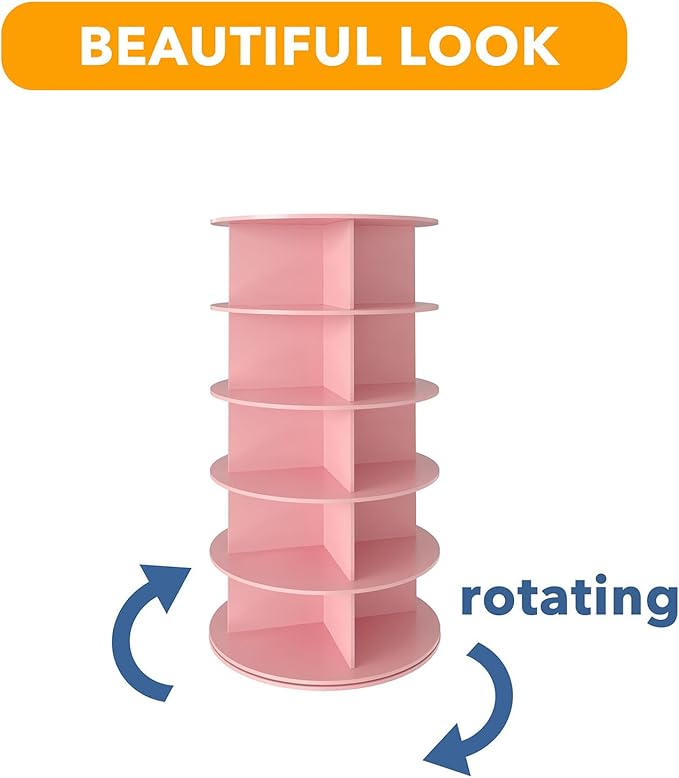 SpaceAid 5 Tier Rotating Shoe Rack Tower, Spinning Shoe Display Lazy Susan