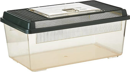 Exo Terra Faunarium Flat Home Plastic Reptile Terrarium, Medium (14" x 8" x 6") | Perfect for Temporary Housing, Quarantine, or Transport | Transparent Plastic Door for Easy Access