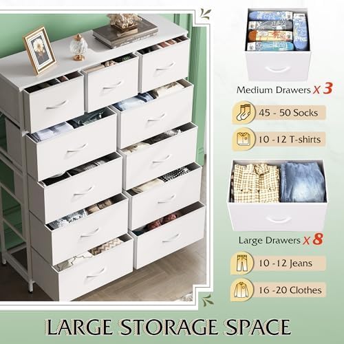 WLIVE Tall Dresser for Bedroom, Fabric Dressers Storage Tower, Dresser & Chest