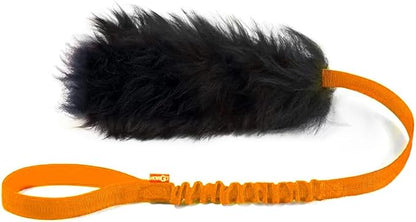 HOWGO Dog Rope Toy,Dog Bungee Chaser Toy 100% Sheepskin,Sheep Smell Tug Toy for All Breeds (Orange, Long Without Ball)