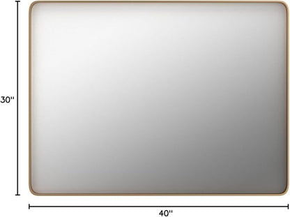 LOAAO 40”X30” Gold Bathroom Mirror, Rounded Rectangle Gold Frame Mirror
