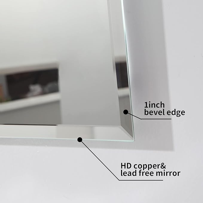 Mirrorons Beveled Mirror, Hangs Horizontally or Vertically. Upgraded
