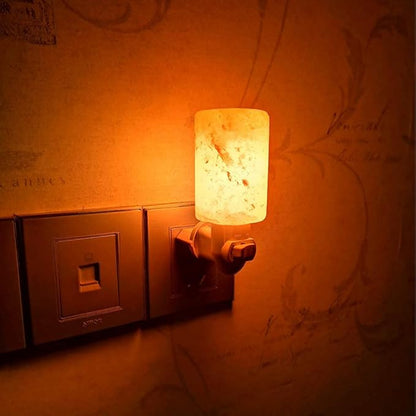 Himalayan Salt Lamp Plug in Night Light 2 Pack, 360 Degree Adjustable Wall Plug & Extra 4 Replacement Bulbs Bathroom Bedroom Night Light, Pink Crystal Rock Salt Hand Crafted Cylinder Size