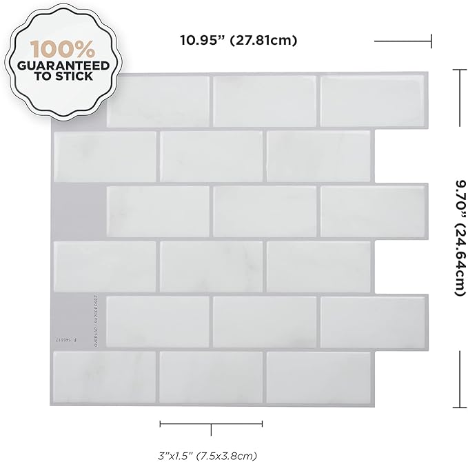 SMART TILES Peel and Stick Backsplash- 10 Sheets of 10.95" x 9.70"