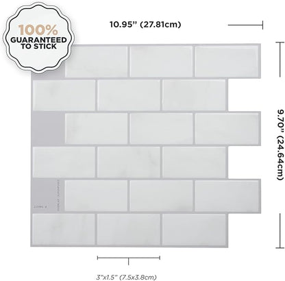 SMART TILES Peel and Stick Backsplash- 10 Sheets of 10.95" x 9.70"