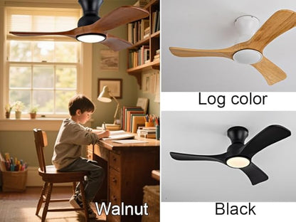 Gaizw Ceiling Fans with Lights, 52 Inch Flush Mount Ceiling Fan with Light