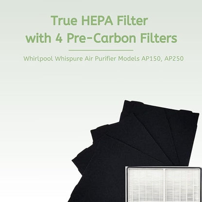 Nispira True HEPA Filter with 4 Pre-Carbon Filters Compatible with Whirlpool