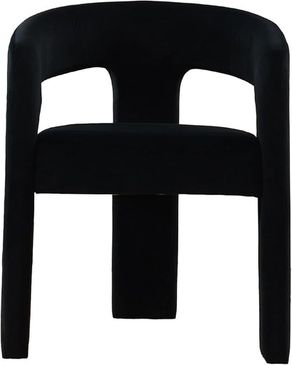 DAYALANE Barrel Dining Chairs Set of 6, Upholstered Accent Kitchen Chair with Arms Modern Recycled Polyester Armchair Comfy Velvet Side Chair for Living Room/Home Office/Reception, Black Velvet
