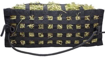 Derby Originals Scratchless Slow Feeder Horse Hay Bag with Super Tough Bottom and 6 Month Warranty (Black with Turquoise Trim)