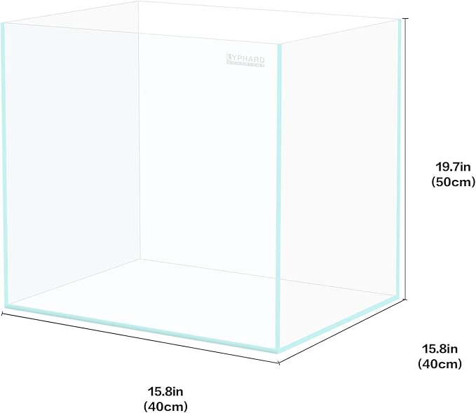 LYPHARD AQUARIUMS 21 Gallon Rimless Aquarium Tall Tank, Ultra Clear Low Iron Big Fish Tank, L15.8×W15.8×H19.7 Glass Thickness 6mm with EVA Foam Leveling Mat