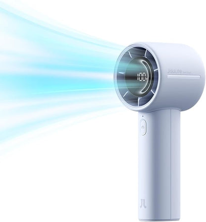 JISULIFE Handheld Turbo Fan, 5000mAh Rechargeable Portable Fans, 5 Speed Strong