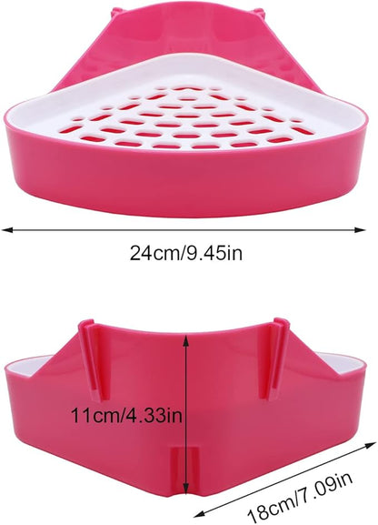 Litewoo Rabbit Litter Box Toilet Bunny Corner Litter Pan Pet Toilet Potty for Guinea Pigs Hamster Chinchilla Ferret Rabbit Small Animal (Pink)