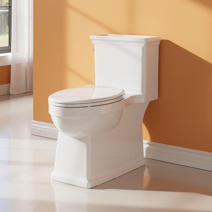One-Piece Toilet with Classic Design, ADA Height, 1.28 GPF, Durable Ceramic