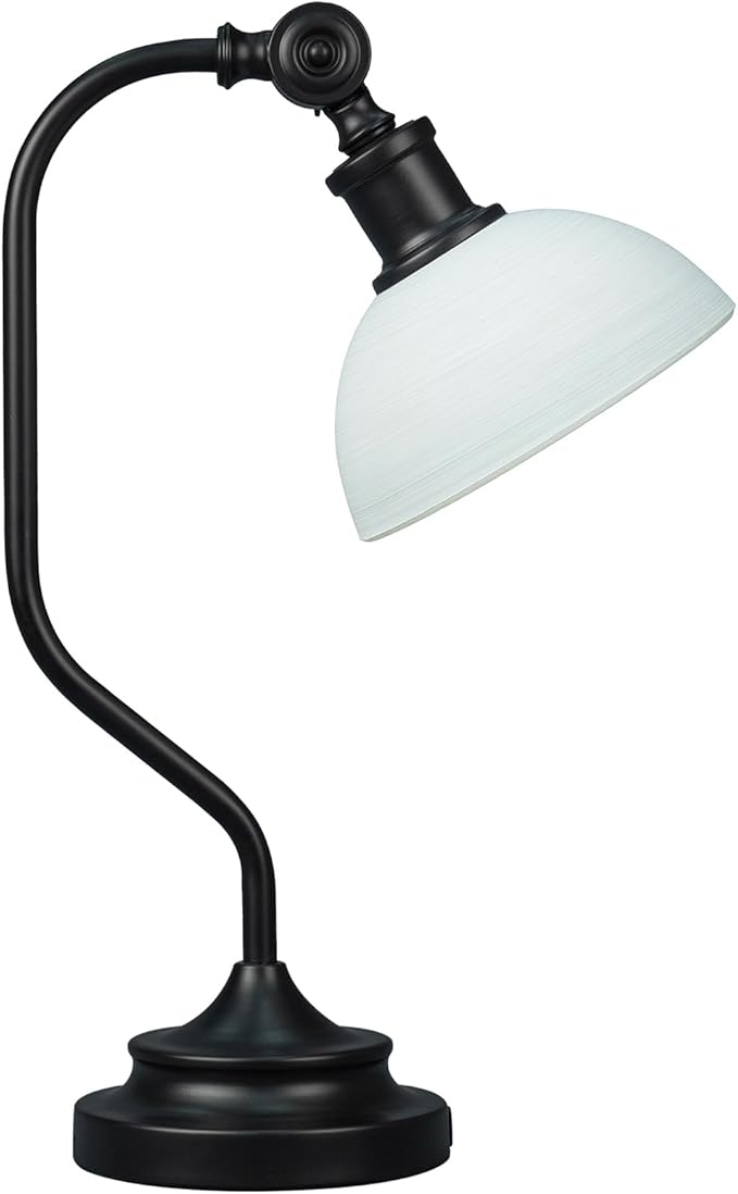 Cordless Vintage Bankers Table lamp, 5200-mAh Rechargeable Battery, 3-Level Brightness, Build-in Integrated LED 320 Lumen Max, Half-Globe Glass Shade, for Bedside Desk Nightstand Light