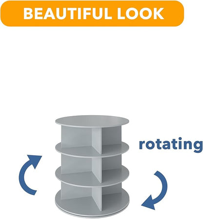 SpaceAid 3 Tier Rotating Shoe Rack Tower, Spinning Shoe Display Lazy Susan