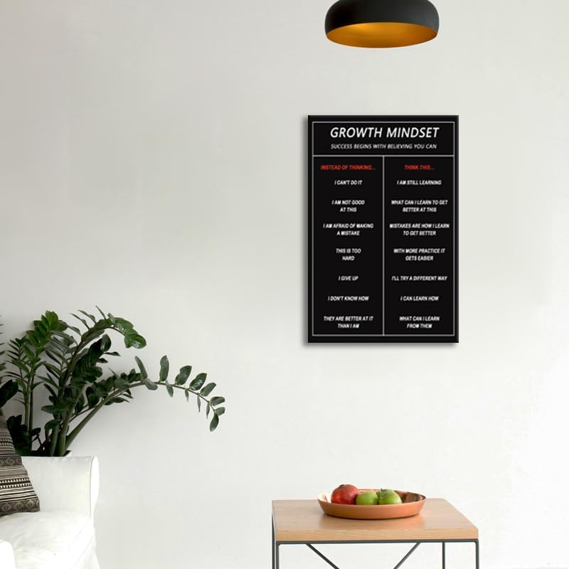 Inspirational Wall Art Classroom Wall Decor Motivational Canvas Painting Growth Mindset Inspiring Entrepreneur Quotes Posters Prints Artwork Modern Home Living Room Office Decor Framed[12''W x 18''H]
