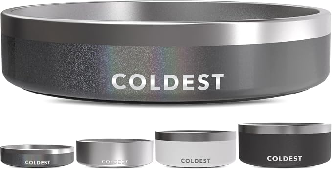 Coldest Dog Bowl - Anti Rust Metal, Non Slip, 3 Layers Insulated Stainless Steel Dog Bowls - Spill Proof & Heavy Duty - Water Bowl for Dogs, Cats & Pets, Dish Washer Safe (21 oz, Stardust Glitter)