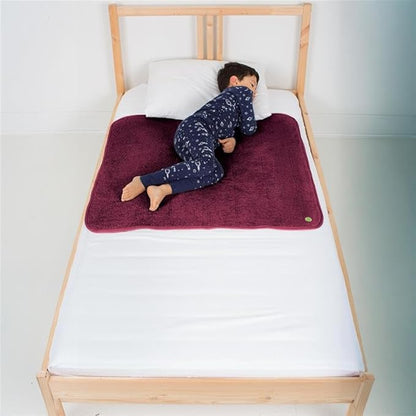 PeapodMats Bedwetting Waterproof Bed Mat, Reusable 3x3 Plum | Washable reusable bed mat for bedwetting, incontinence, kids, adults, pets, and mattress protection.