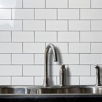 AULIGET 100-Piece Polished White Thick PVC Peel and Stick Backsplash