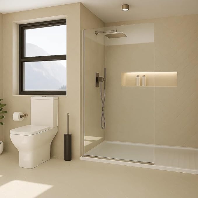Fixed Glass Shower Wall Panel, 10mm Thick Glass Door 24" x 76", Frameless