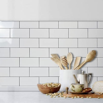 AULIGET 100-Piece Polished White Thick PVC Peel and Stick Backsplash