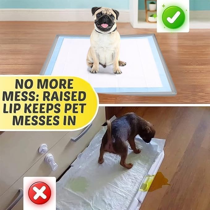 Dog Pee Pad Holder - Fits Up to 36” x 36” Pee Pad - 1 Pack - Light Grey | Stable Grip, Soft Edges, Quick Wipe Silicone Surface, Dog Pad Holder for Indoor Flooring Protection