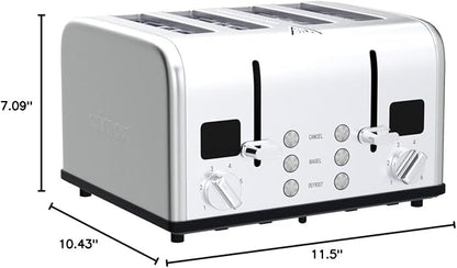 CUSIMAX 4 Slice Toaster, Ultra-Clear LED Display & Extra Wide Slots, Dual