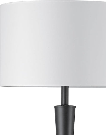 GLOBE Electric 67224 70" Floor Lamp, Matte Black Finish, White Fabric Shade, Modern Tapered Frame, E26 Base, Contemporary Living Room and Bedroom Lighting