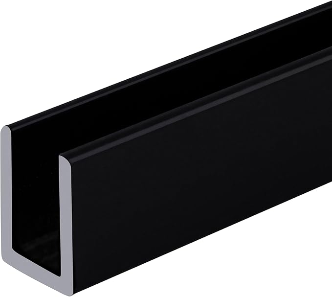 Brixwell SDCD38BL-CCP36-XCP50 Black 3/8" Fixed Panel Shower Door Deep U-Channel