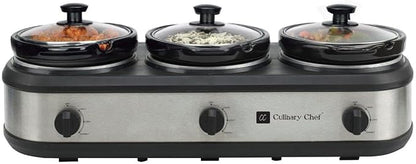 CULINARY CHEF, Triple Slow Cooker, Buffet Server 3 Pot, Food Warmer